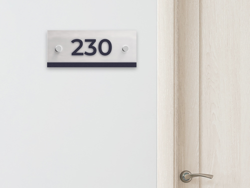 Acrylic address sign with clear, bold lettering and a sleek design. Durable and ideal for both residential and commercial use