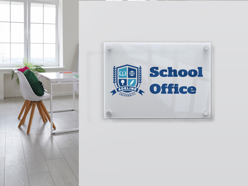 Acrylic school sign with custom lettering and a clean, professional design. Durable and ideal for indoor or outdoor use in educational settings