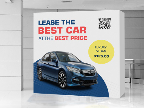 A bold pop up banner for auto dealerships featuring a promotional message.