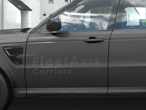 Clear vehicle lettering on car door showcasing professional company branding.