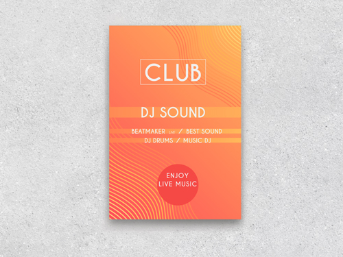 Metal photo print with event details on an orange background.