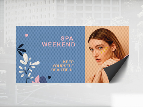 Perforated window decals on a store window, showcasing one-way visibility graphics for business branding and privacy.