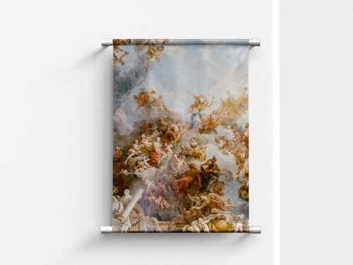 Vertical photo print vinyl banner depicting an artwork with light and texture.