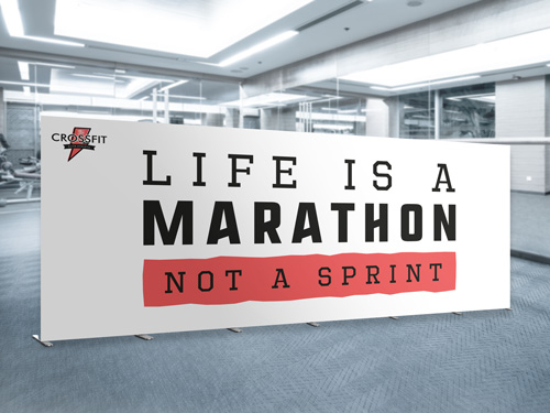 Eye-catching SEG fabric display with a mission for sport events.