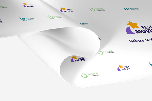 An image of the banner of a tension fabric backdrop highlighting the printing displayed on the surface.