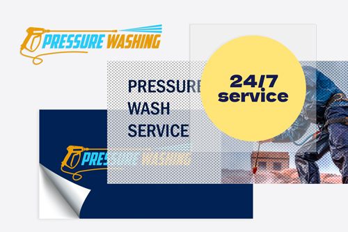 Pressure Wash Service truck decal with perforated, opaque, and clear decal types.