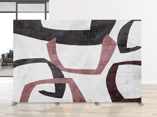 Abstract wall art SEG fabric display in different colors.