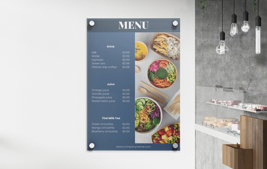 Acrylic Menu Sign