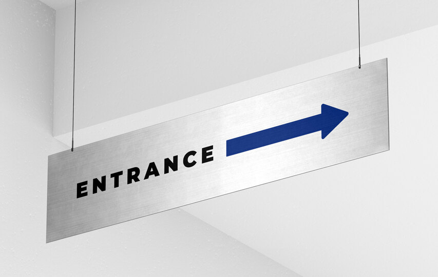 Directional Brushed Aluminum Sign