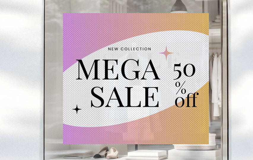 Mega Sale Perforated Window Decal