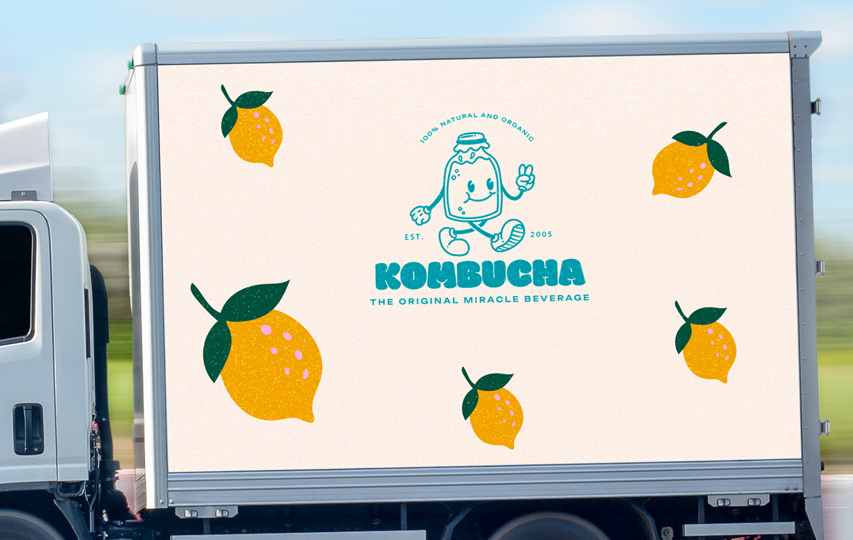 Orange Themed Kombucha Trailer Decal