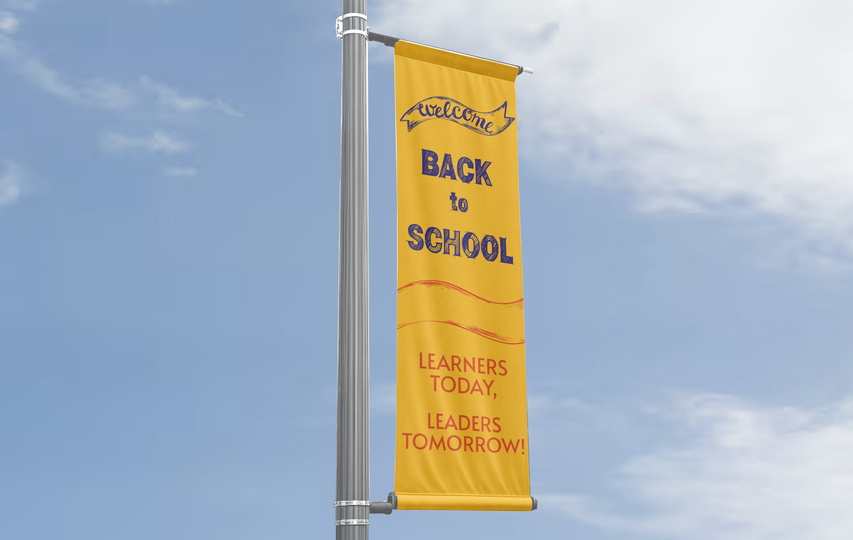Pole Banner Yellow Back To School
