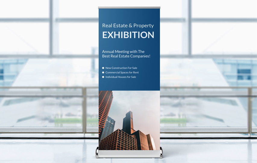 Real estate exhibition retractable banner