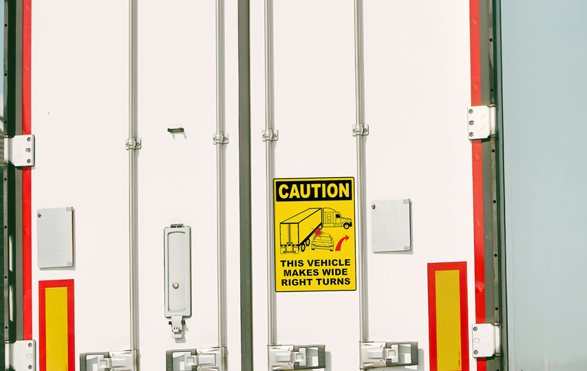 Yellow Caution Safety Trailer Decal